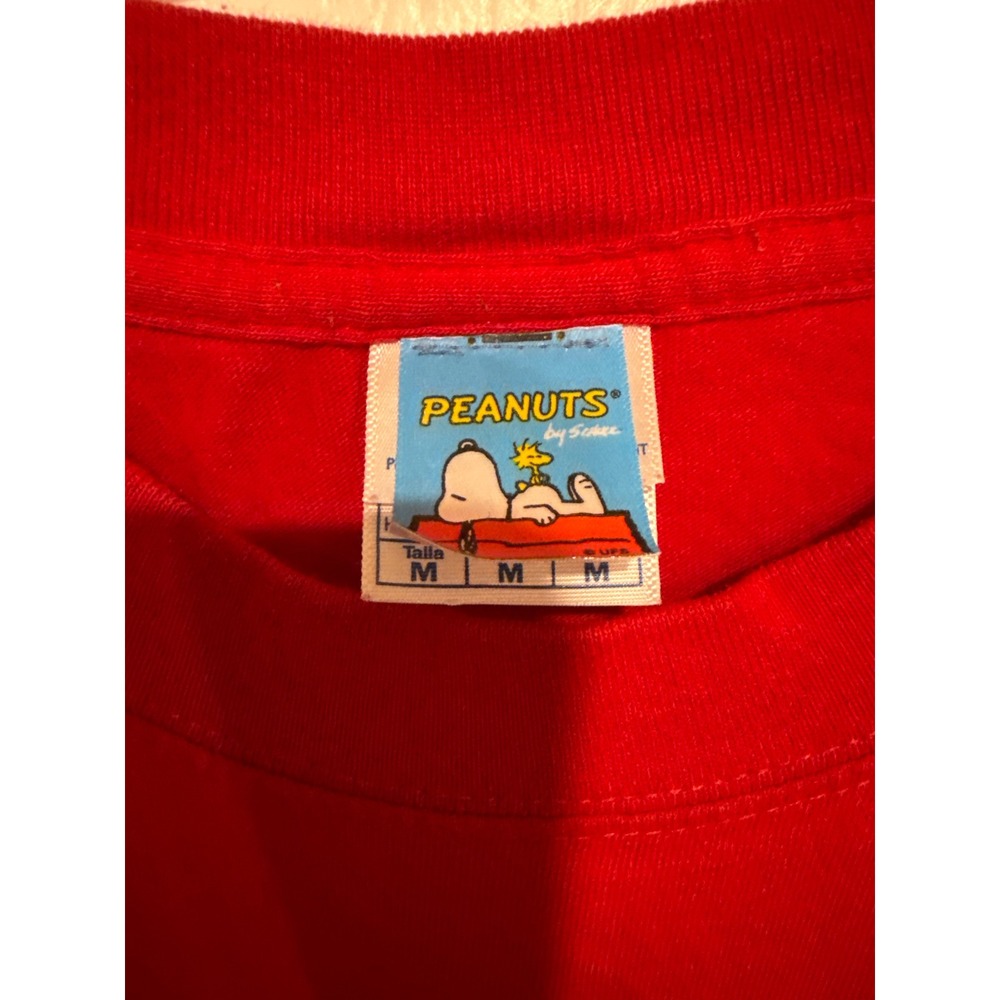 Peanuts Snoopy Woodstock Christmas T-Shirt Red Yazbek Graphic Tee Mens Medium - Picture 3 of 5